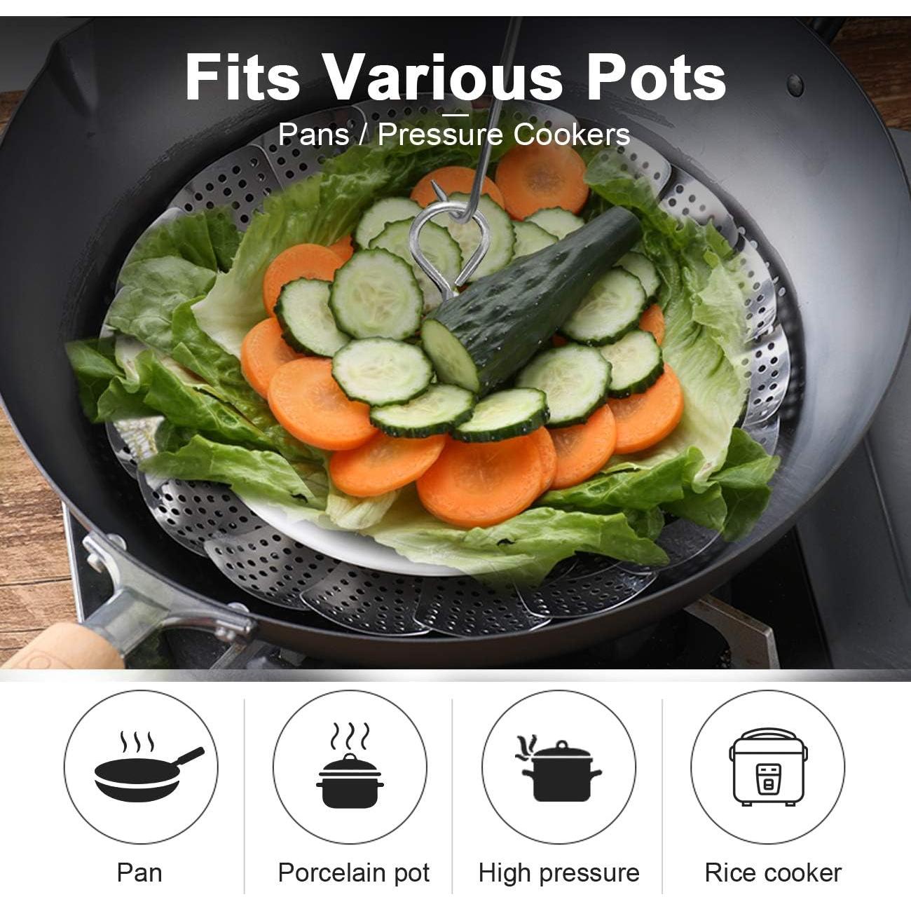 Cesta de Vapor KZNXCVI Acero Inoxidable 24 cm Ajustable