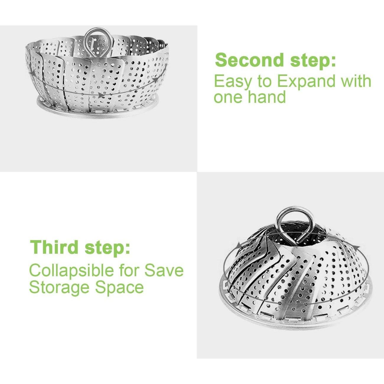 Cesta de Vapor KZNXCVI Acero Inoxidable 24 cm Ajustable