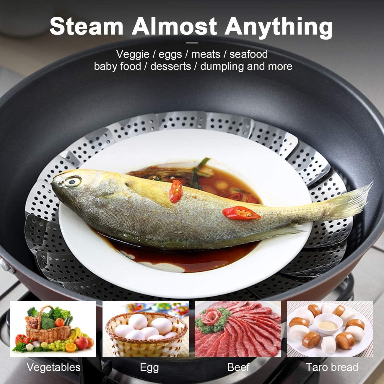 Cesta de Vapor KZNXCVI Acero Inoxidable 24 cm Ajustable