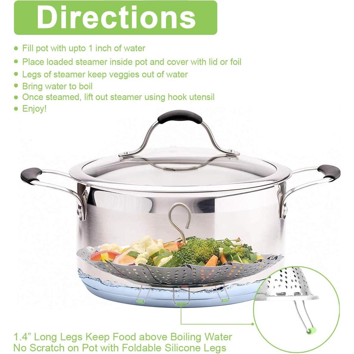 Cesta de Vapor KZNXCVI Acero Inoxidable 24 cm Ajustable