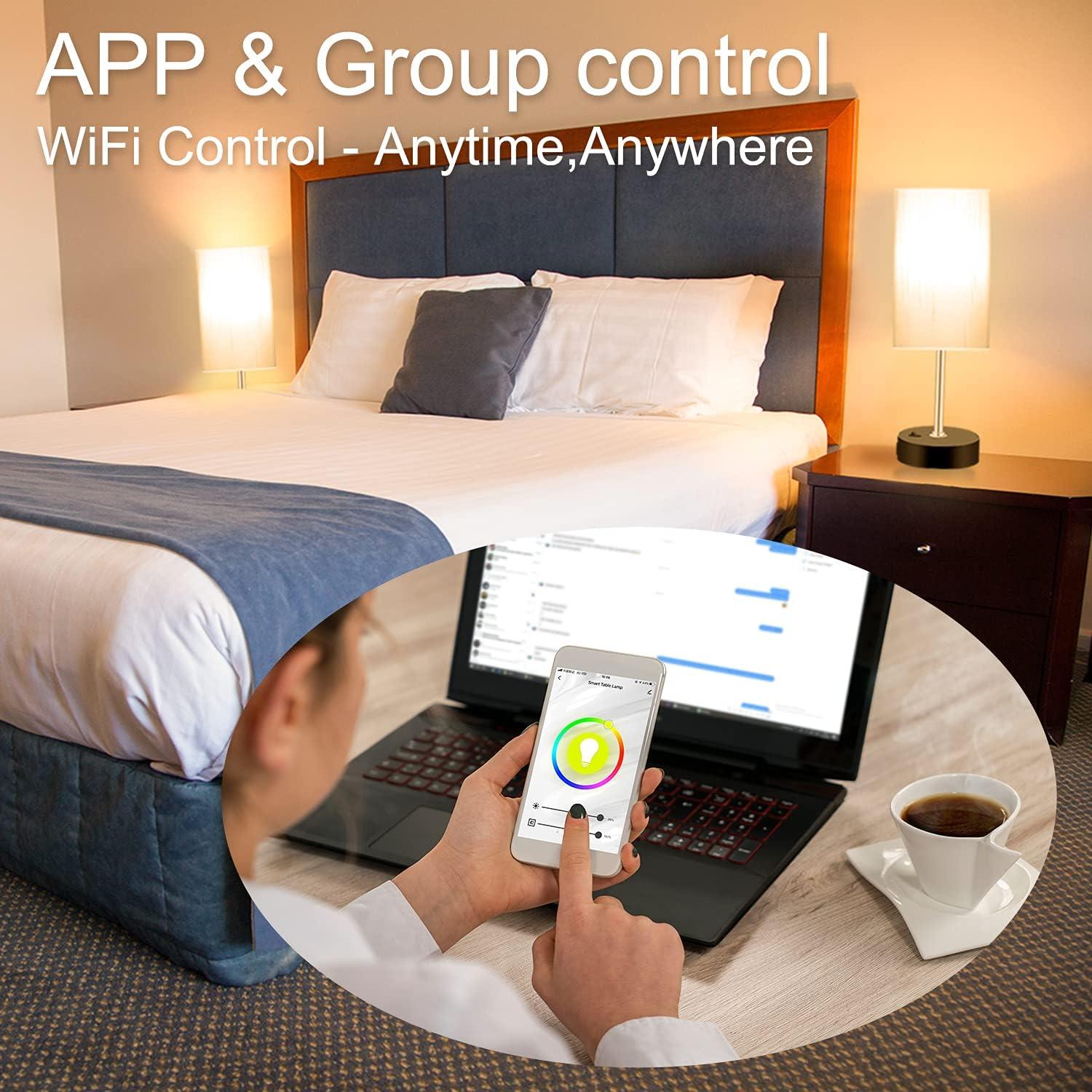 Lámpara de mesa Peteme LED RGB inteligente con USB