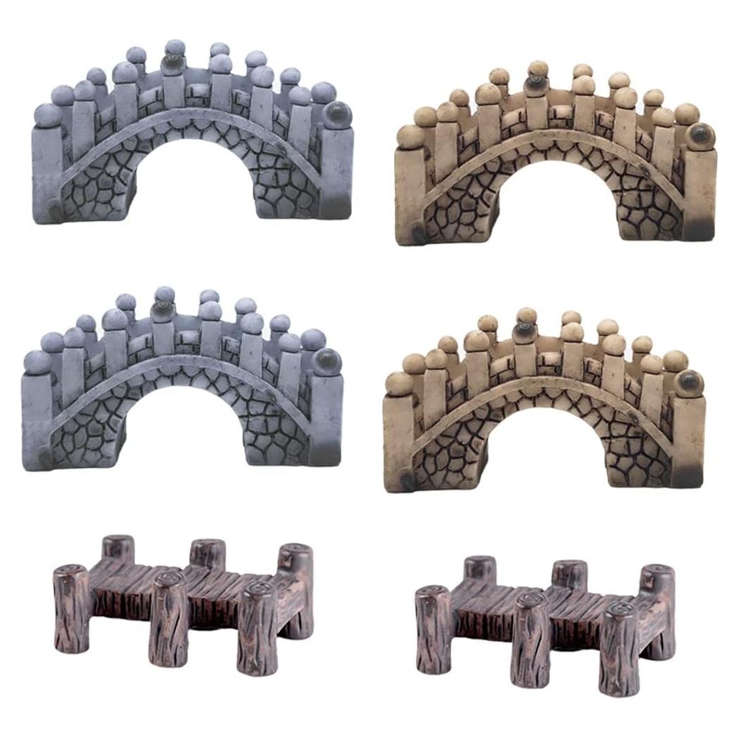 MAOMIA 6 Figuras de Puente Arco Jardín Miniatura Resina