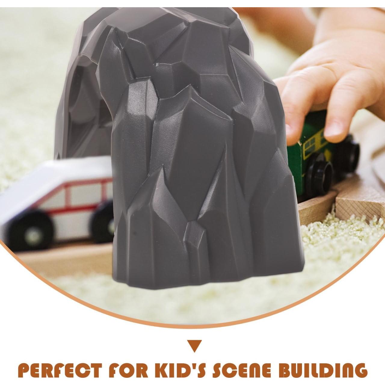 jojofuny 2Pcs Mini Simulation Railway Train Tunnel, DIY Tunnel Model, 3inch Train Tunnel Cave Toys, for Home Art Plastic Rockery Tunnel Figurine Miniature Garden Decor