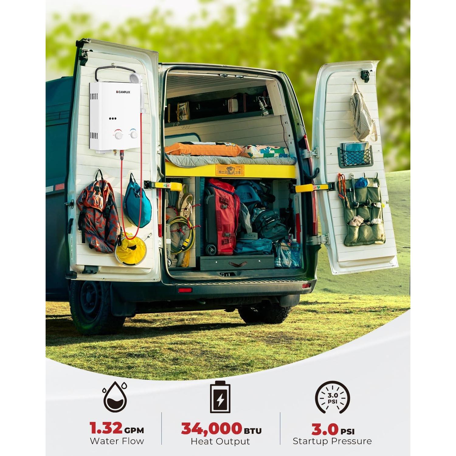 Calentador de Agua Sin Tanque Camplux AY132 5L Exterior