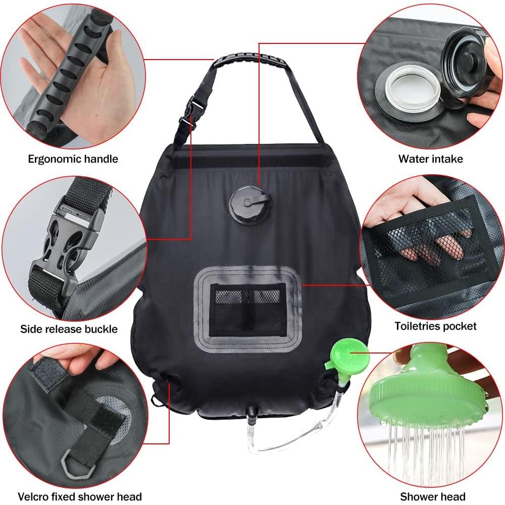 Bolsa de Ducha Solar NODG 20L con Manguera y Cabezal