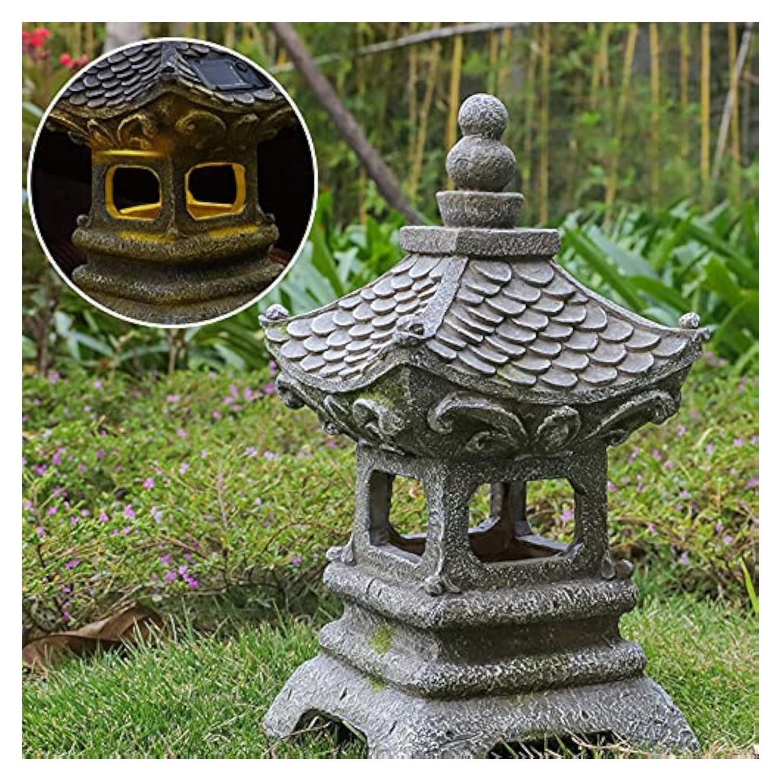 Estatua de Jardín Pagoda Zen Solar Aloak 35 cm Decorativa