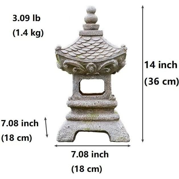 Estatua de Jardín Pagoda Zen Solar Aloak 35 cm Decorativa