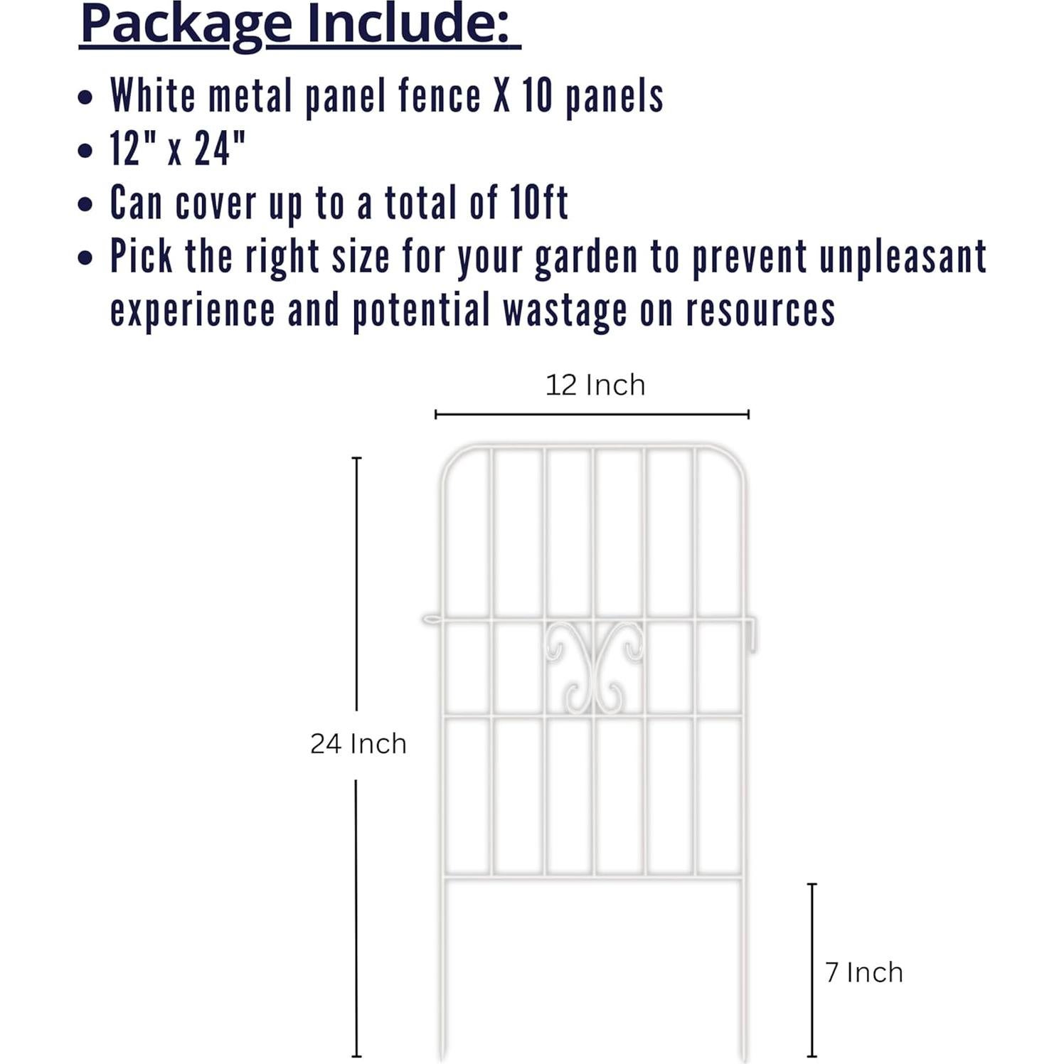 Cerca de Jardín ShopLaLa 10 Paneles Metal Blanca 3,05 m