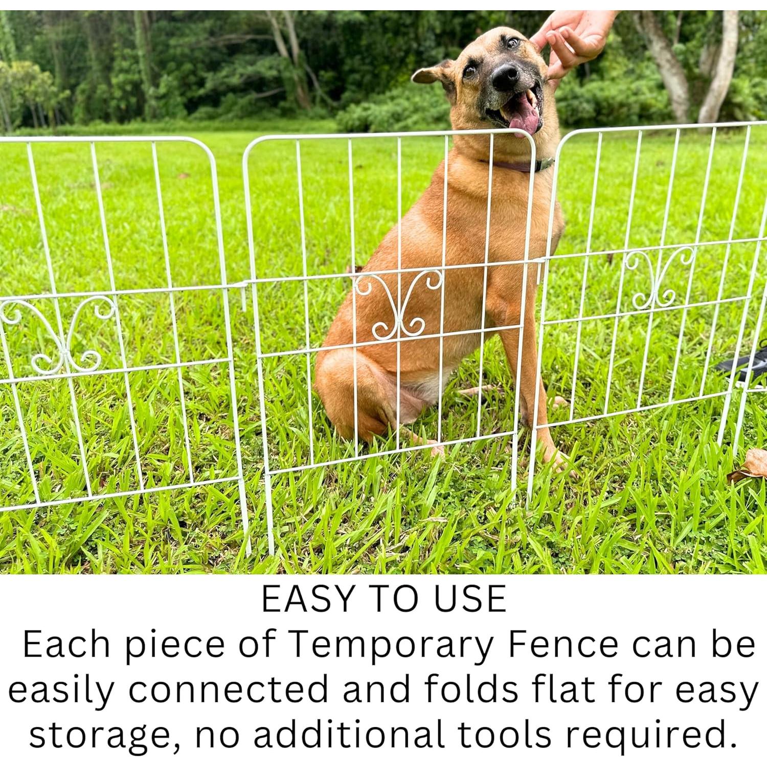 Cerca de Jardín ShopLaLa 10 Paneles Metal Blanca 3,05 m