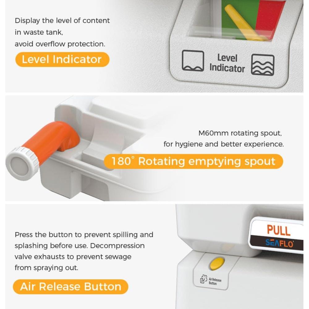 Inodoro Portátil SEAFLO 20L Multifuncional para Camping