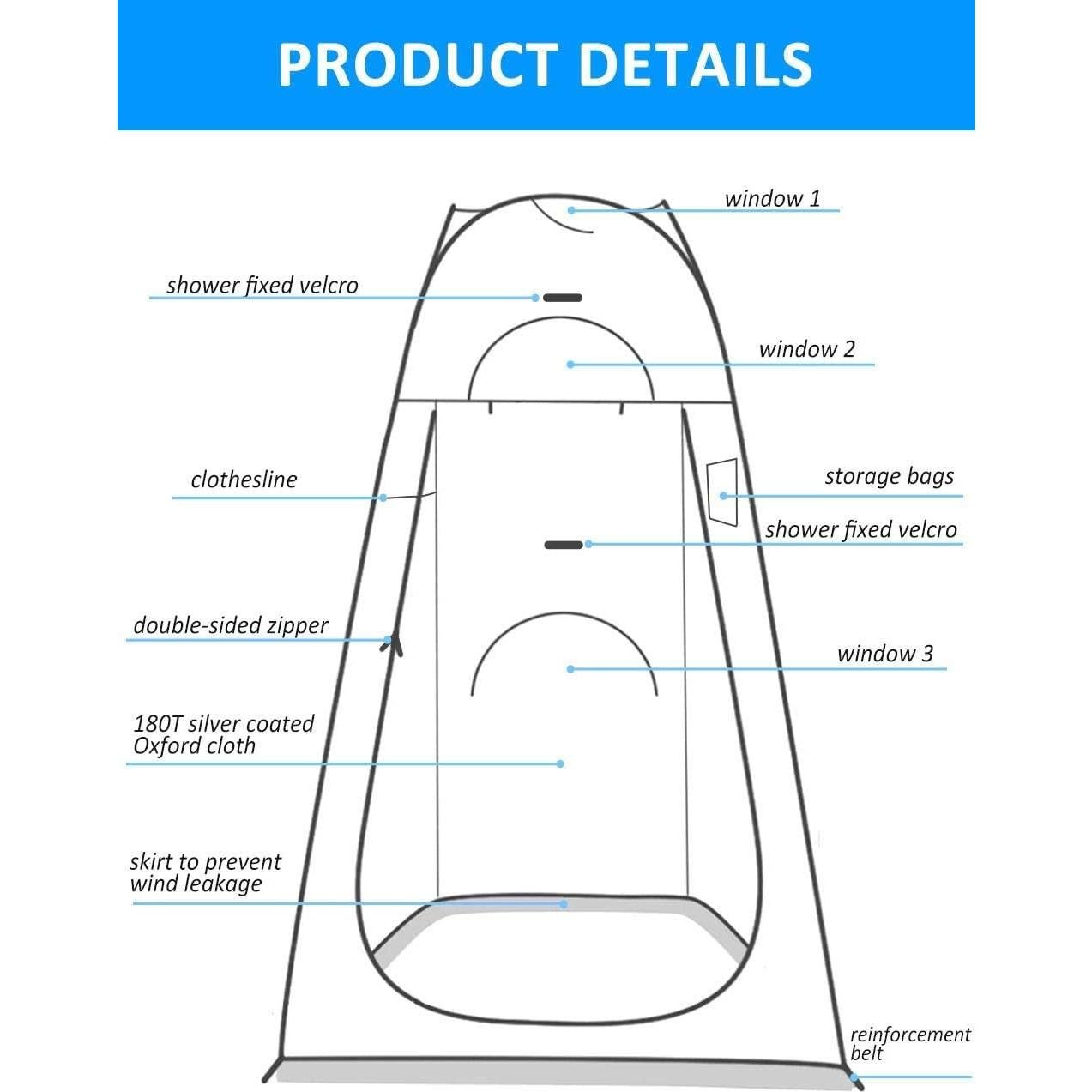 Carpa de Privacidad Pop Up anngrowy 2 Personas Impermeable