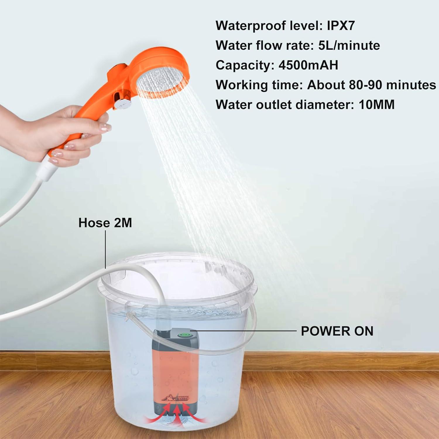 Ducha Portátil WADEO Eléctrica Recargable 6000mAh