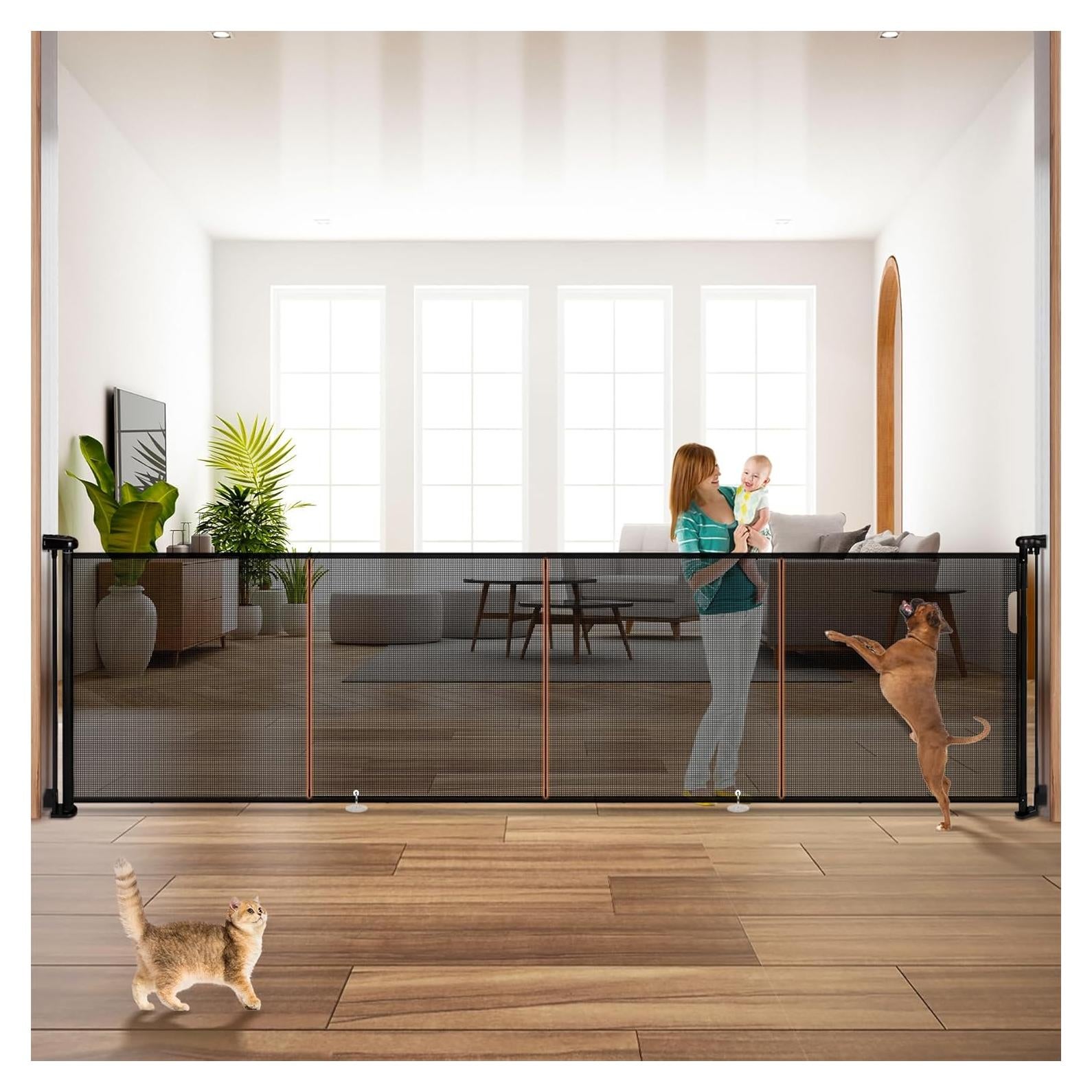 Puerta Retráctil para Bebés y Mascotas Pravoluxmax 42x160 cm