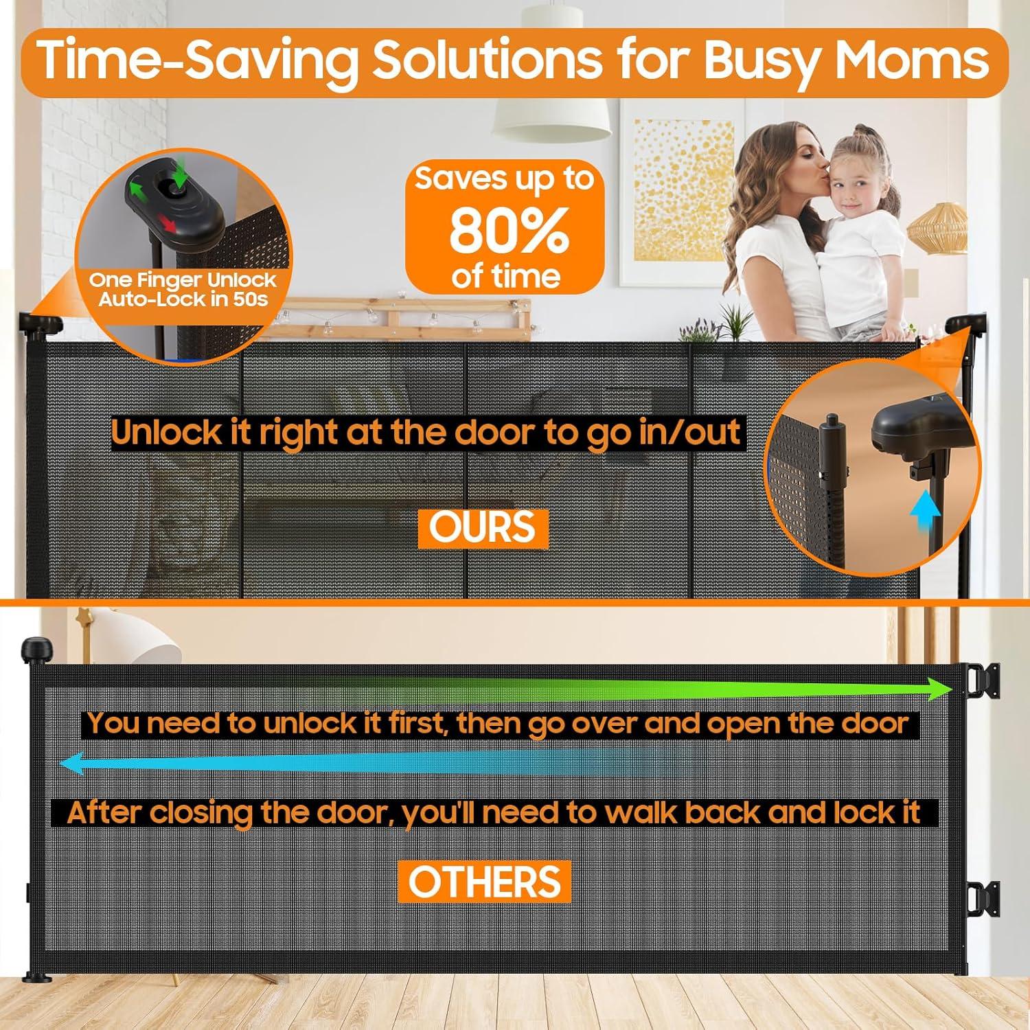 Puerta Retráctil para Bebés y Mascotas Pravoluxmax 42x160 cm