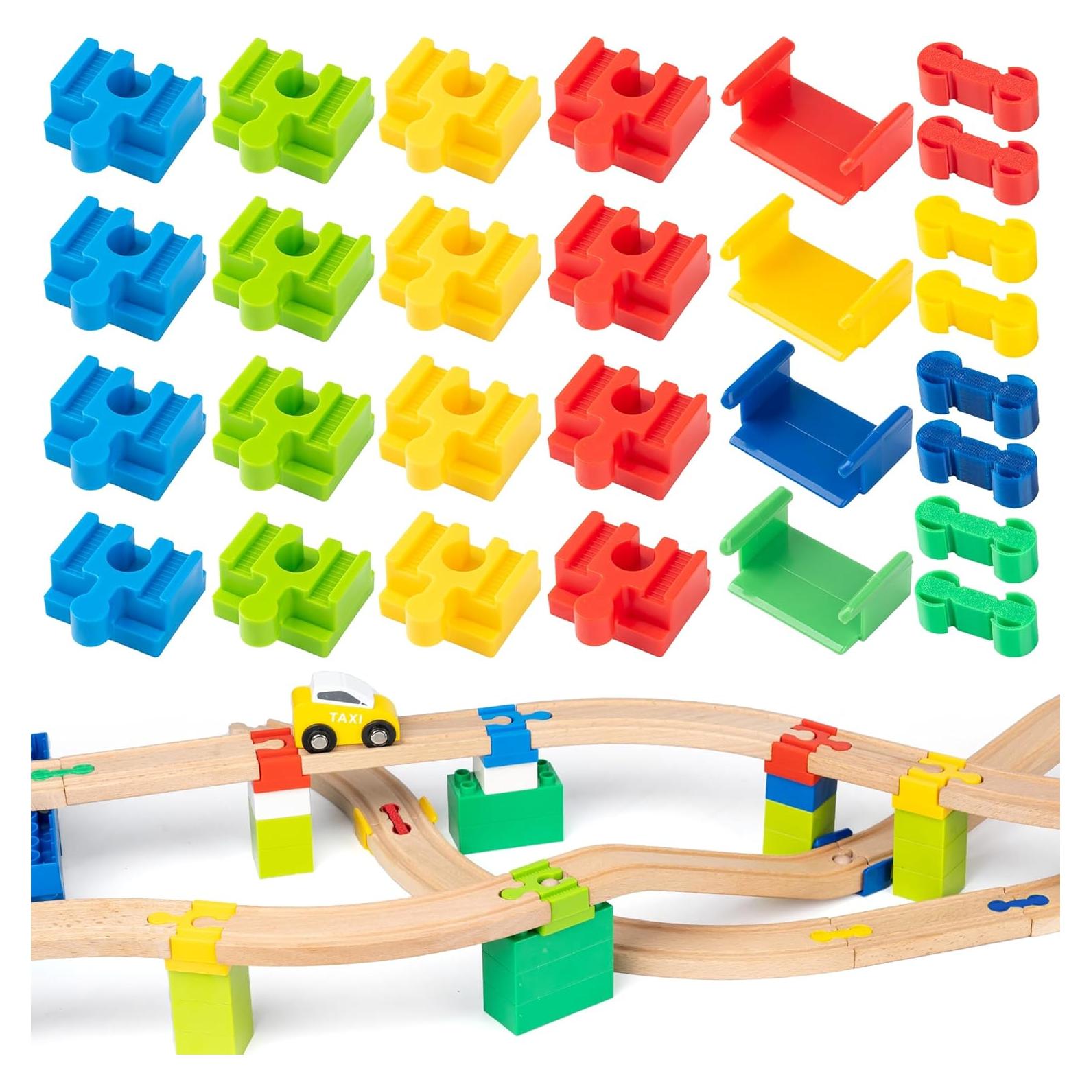 Accesorios de Pista de Tren de Madera 28 Piezas Compatible