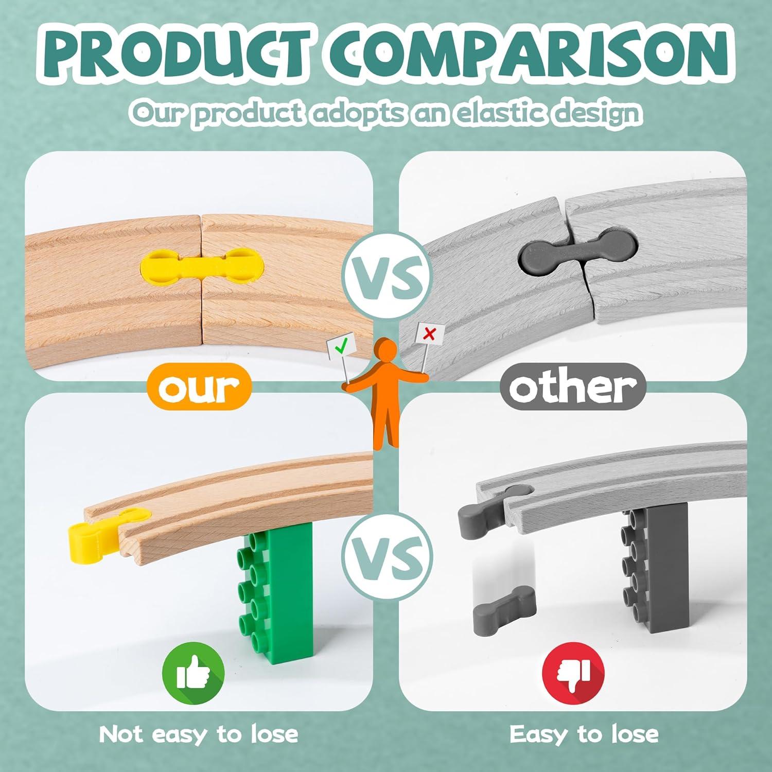 Accesorios de Pista de Tren de Madera 28 Piezas Compatible