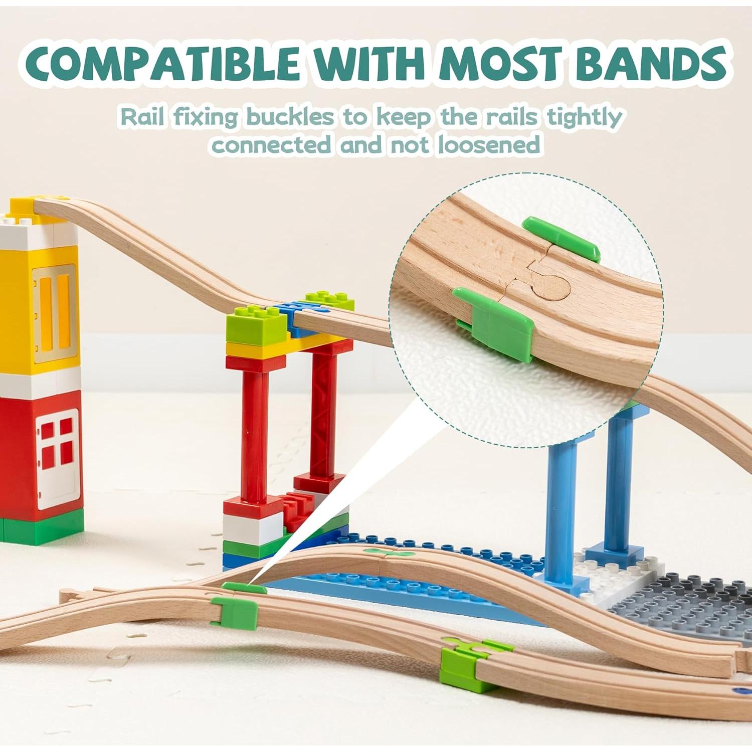 Accesorios de Pista de Tren de Madera 28 Piezas Compatible