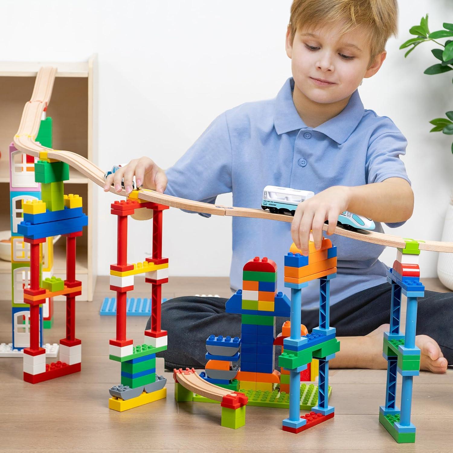 Accesorios de Pista de Tren de Madera 28 Piezas Compatible