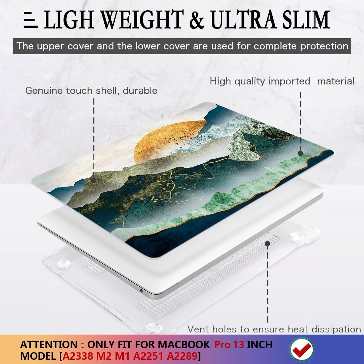 Funda CISSOOK para MacBook Pro 13 A2338 M1 M2 Sol y Montaña