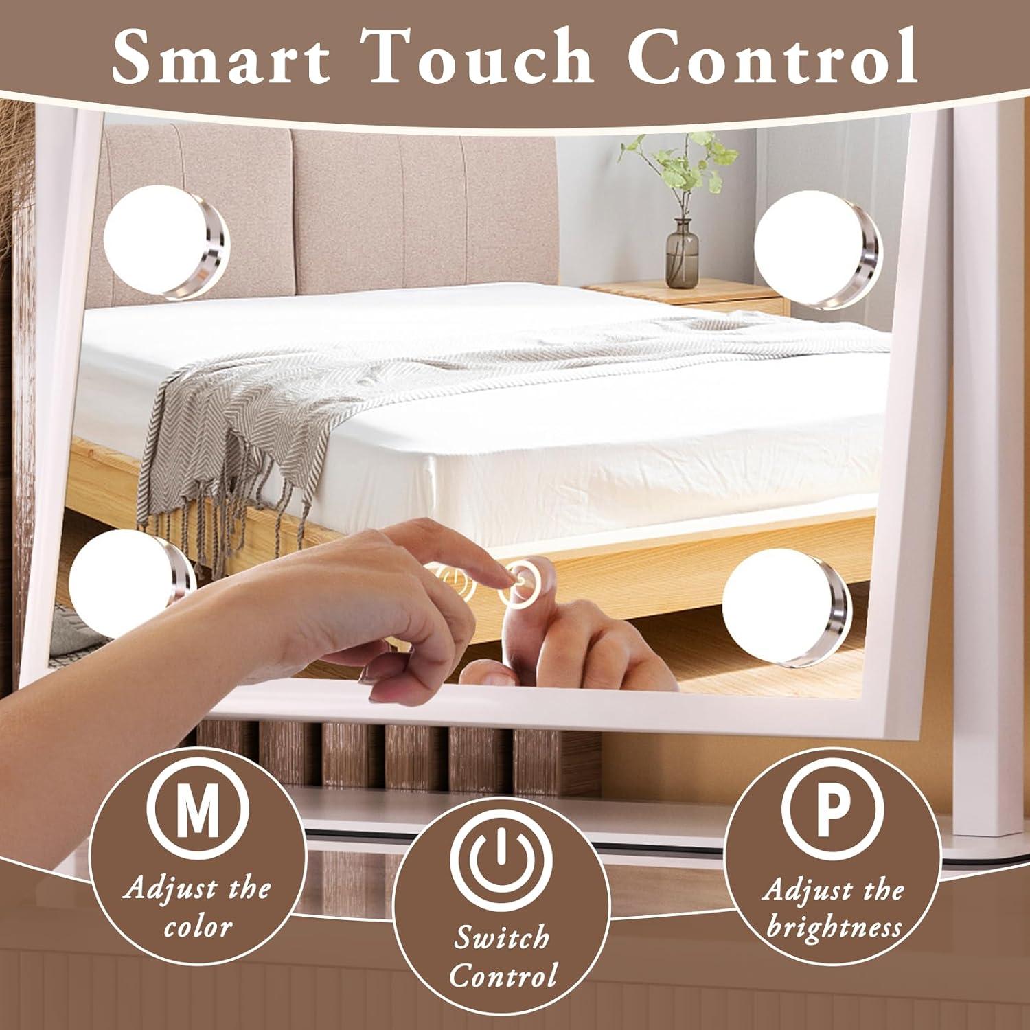 Espejo de Maquillaje Iluminado Dirket 36.1x30.5cm 3 Modos