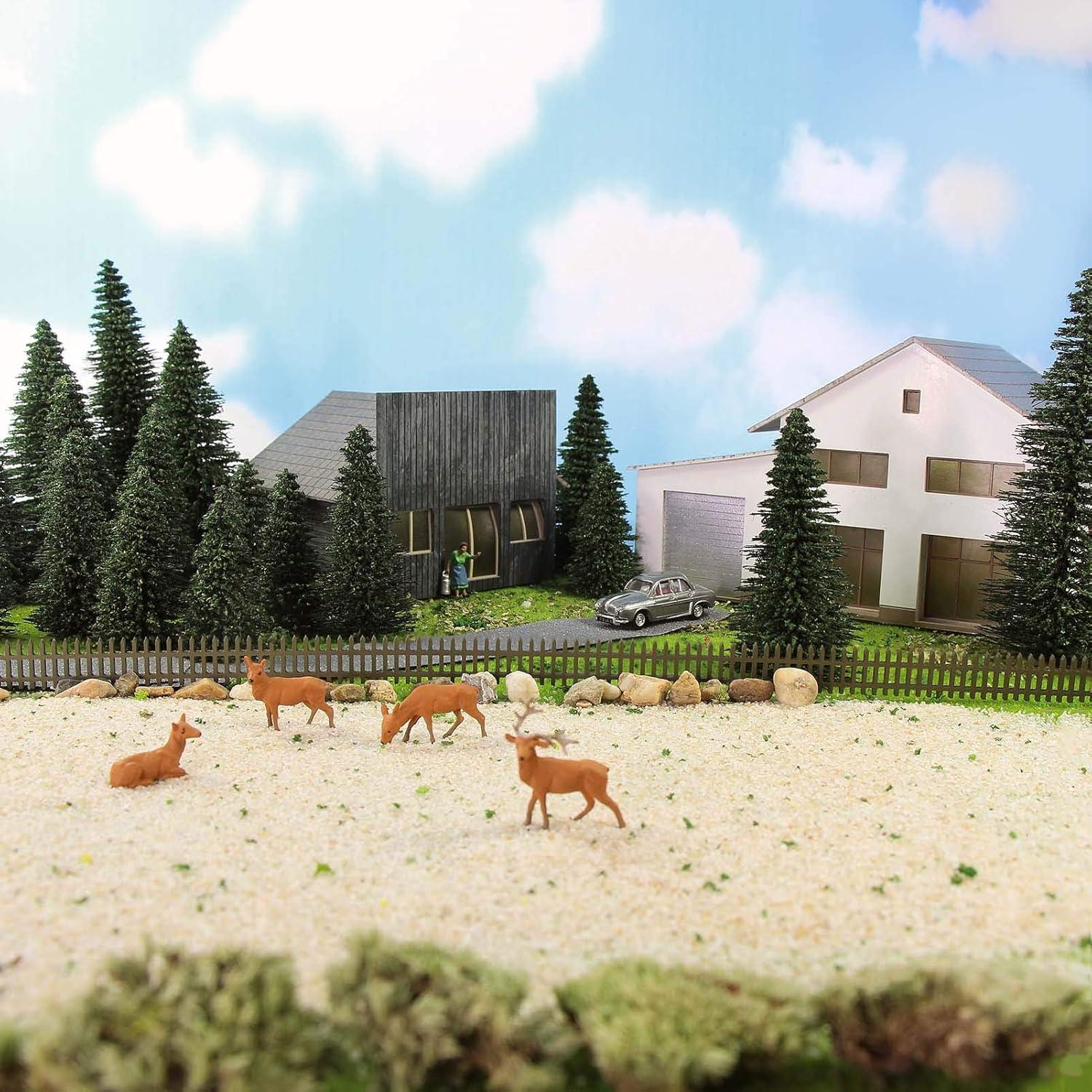 20 Árboles de Cedro Verde Oscuro y 4 Alces para Diorama HO