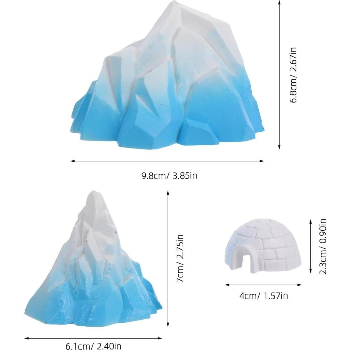 Figuras Miniatura Árticas Kisangel - Igloo y Glaciar PVC 9.8x8.3x6.8cm