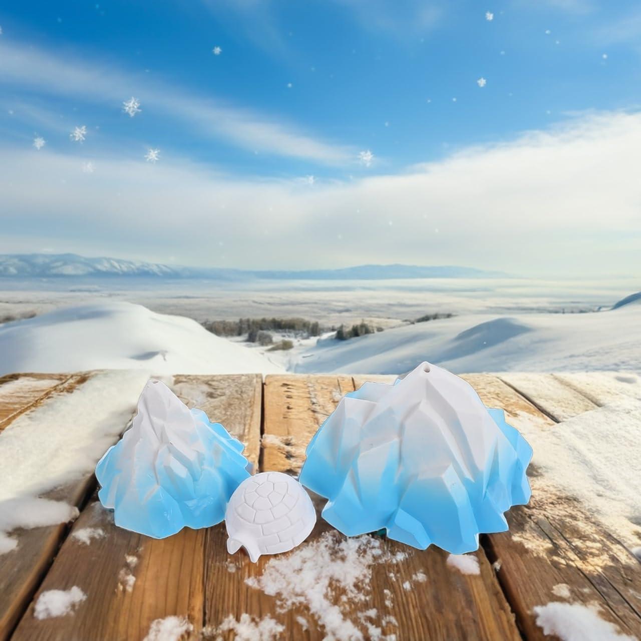 Figuras Miniatura Árticas Kisangel - Igloo y Glaciar PVC 9.8x8.3x6.8cm