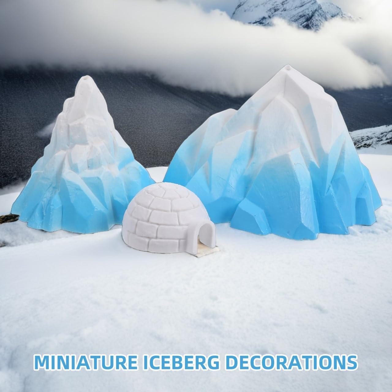 Figuras Miniatura Árticas Kisangel - Igloo y Glaciar PVC 9.8x8.3x6.8cm