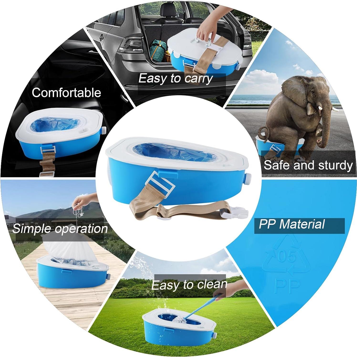 Inodoro Portátil YQJ para Automóvil 38x30 cm Azul