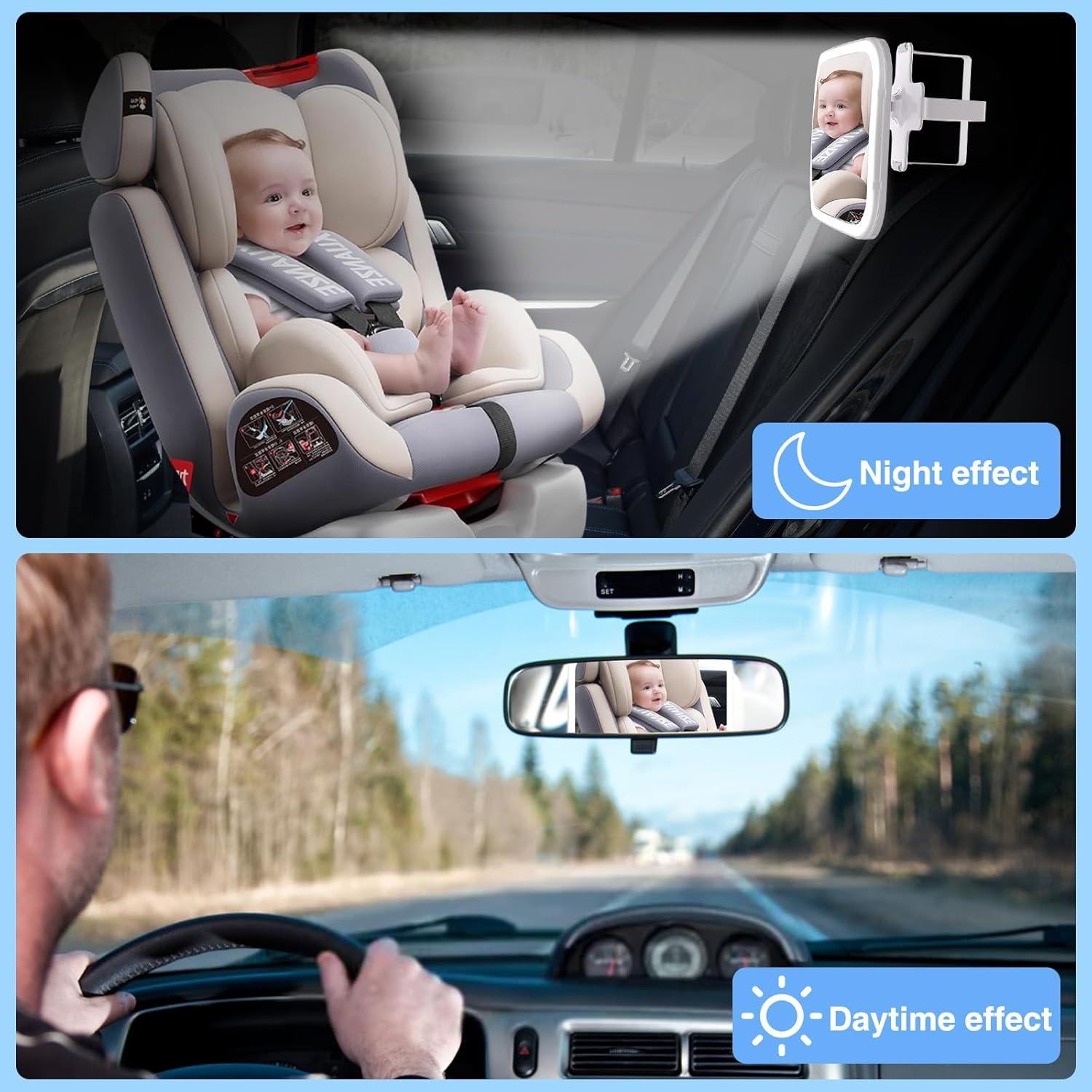 Espejo de Coche para Bebé LeeWent SK2303 con Luz USB