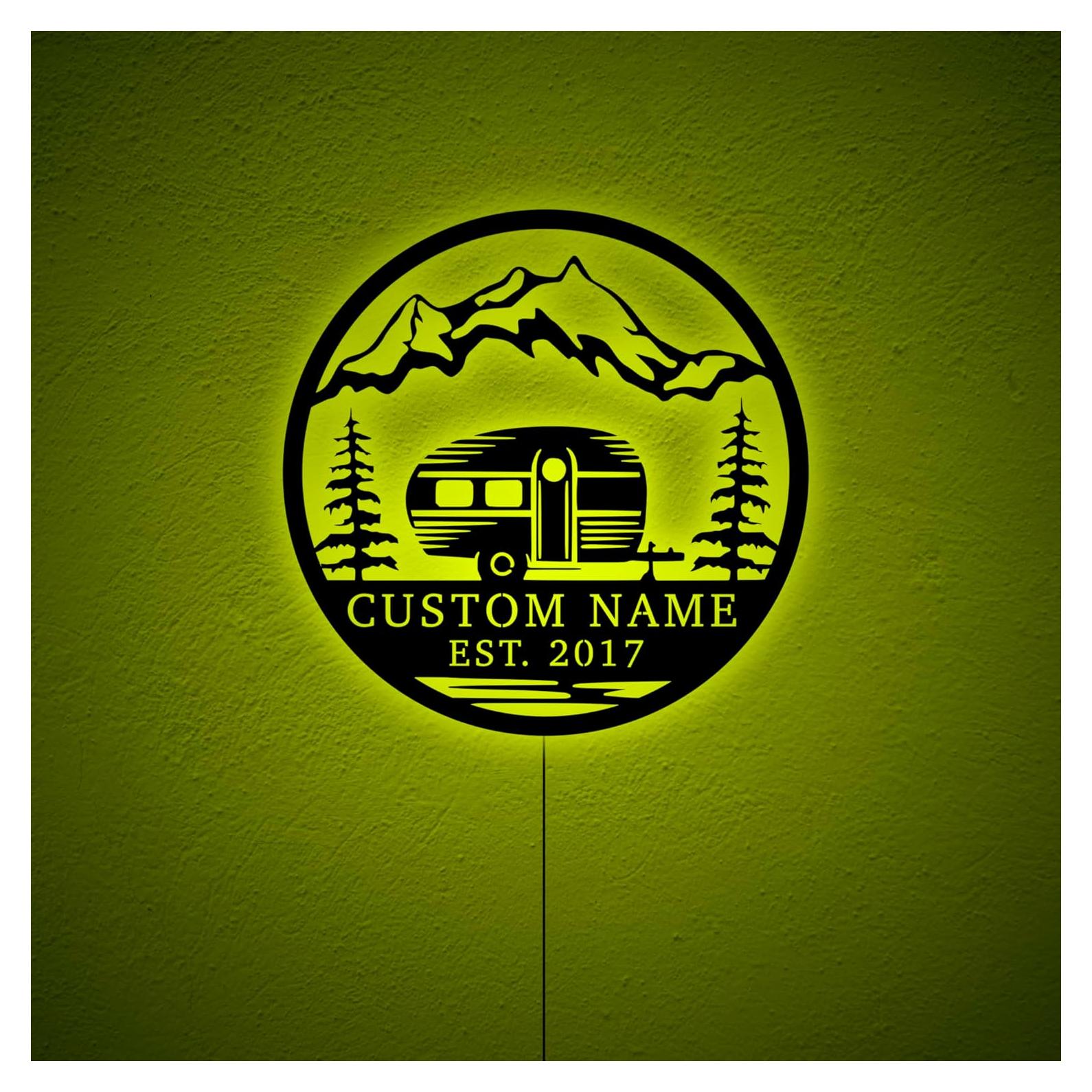 Cartel Personalizado LED SAFESYZ 5ta Rueda Camping 16 Colores