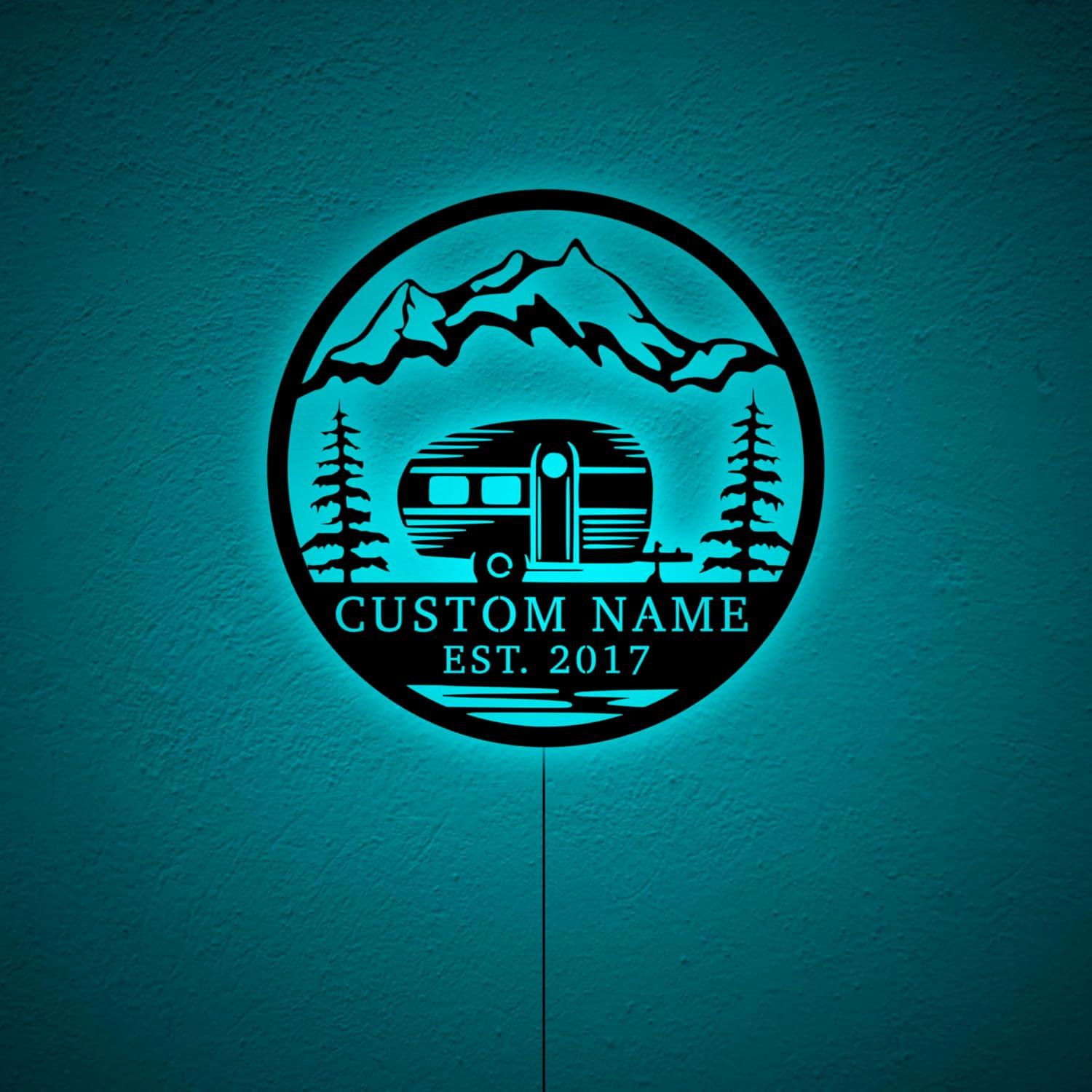 Cartel Personalizado LED SAFESYZ 5ta Rueda Camping 16 Colores