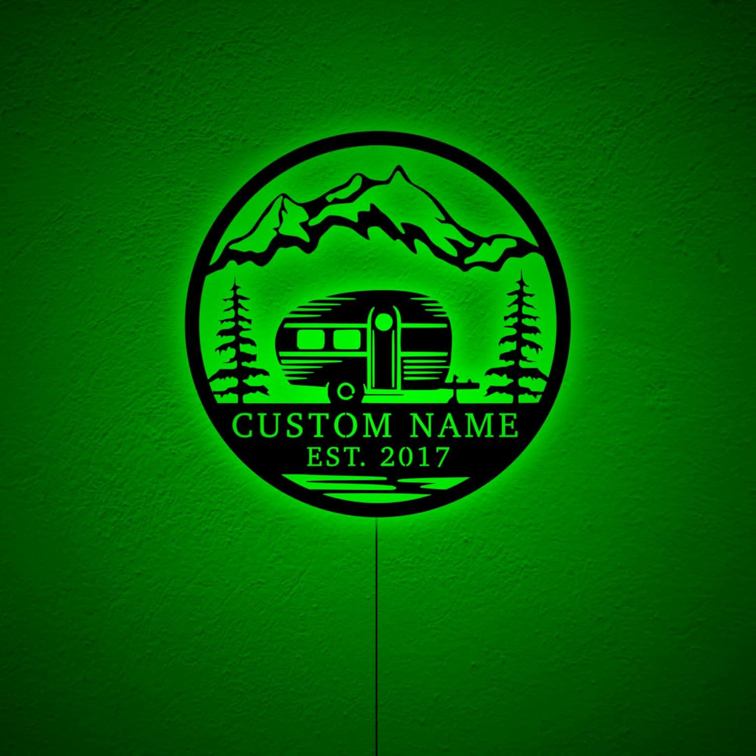 Cartel Personalizado LED SAFESYZ 5ta Rueda Camping 16 Colores