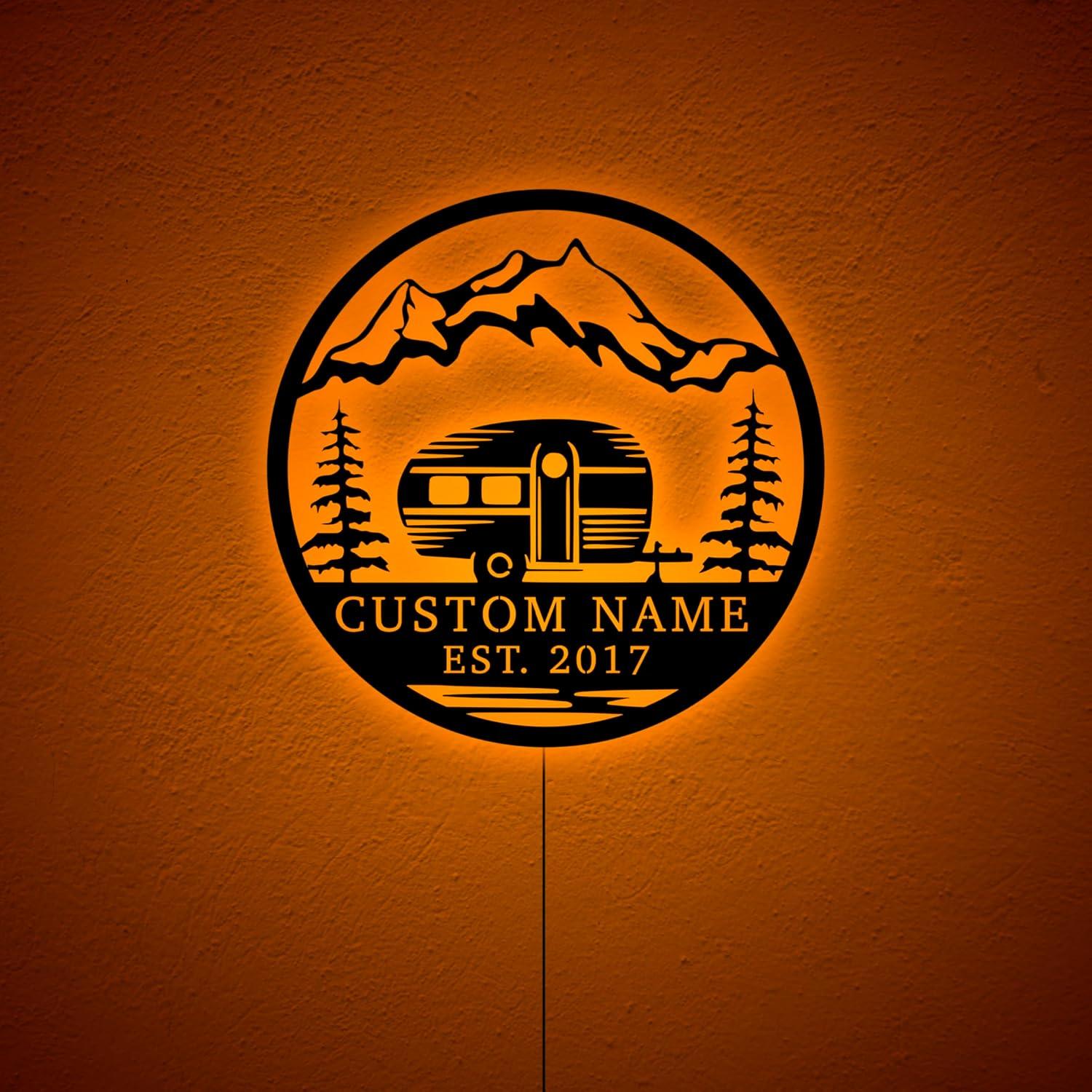 Cartel Personalizado LED SAFESYZ 5ta Rueda Camping 16 Colores