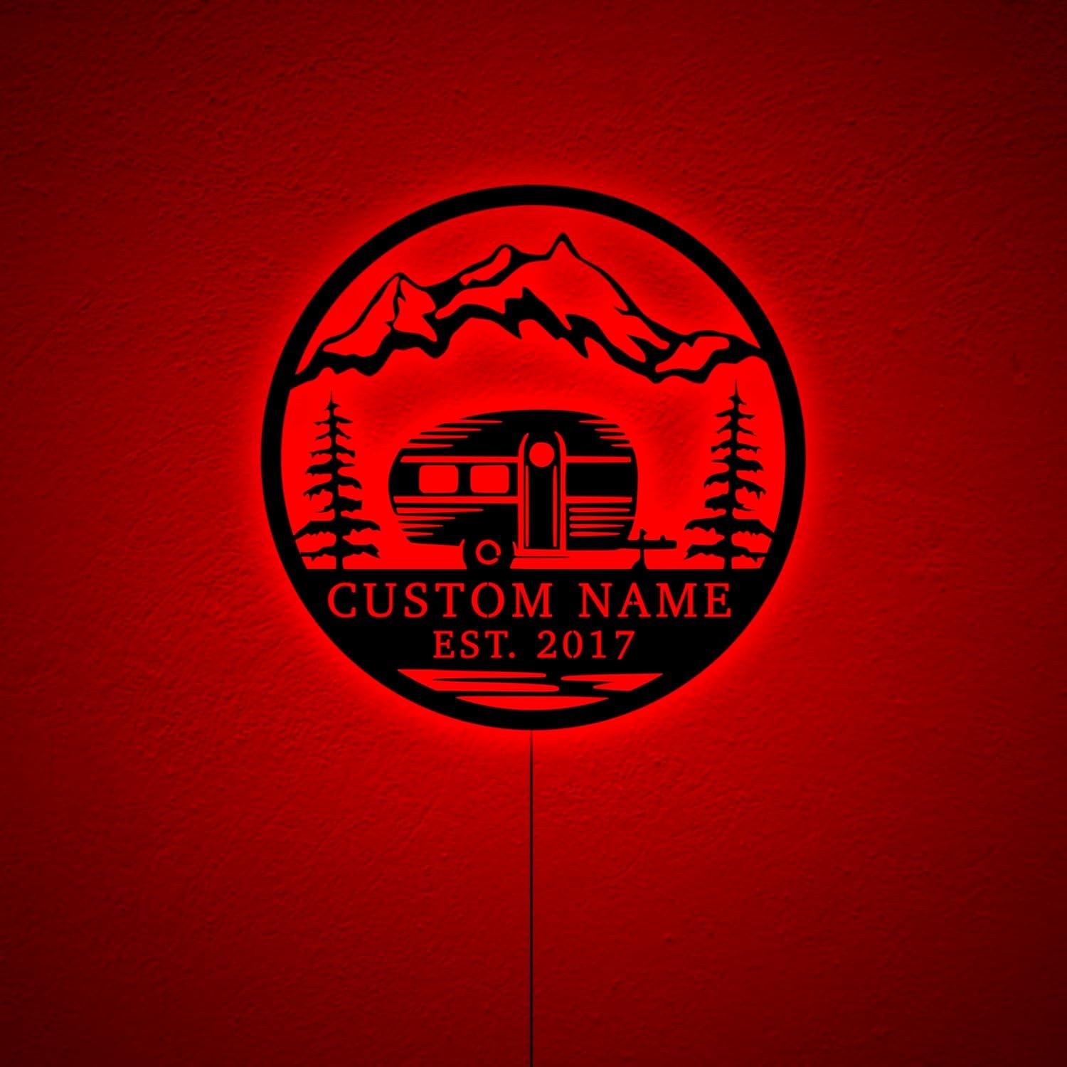 Cartel Personalizado LED SAFESYZ 5ta Rueda Camping 16 Colores