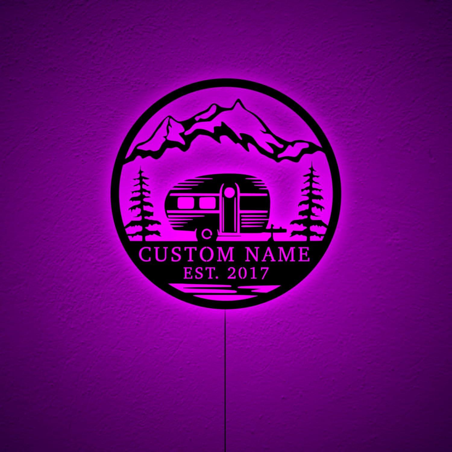 Cartel Personalizado LED SAFESYZ 5ta Rueda Camping 16 Colores