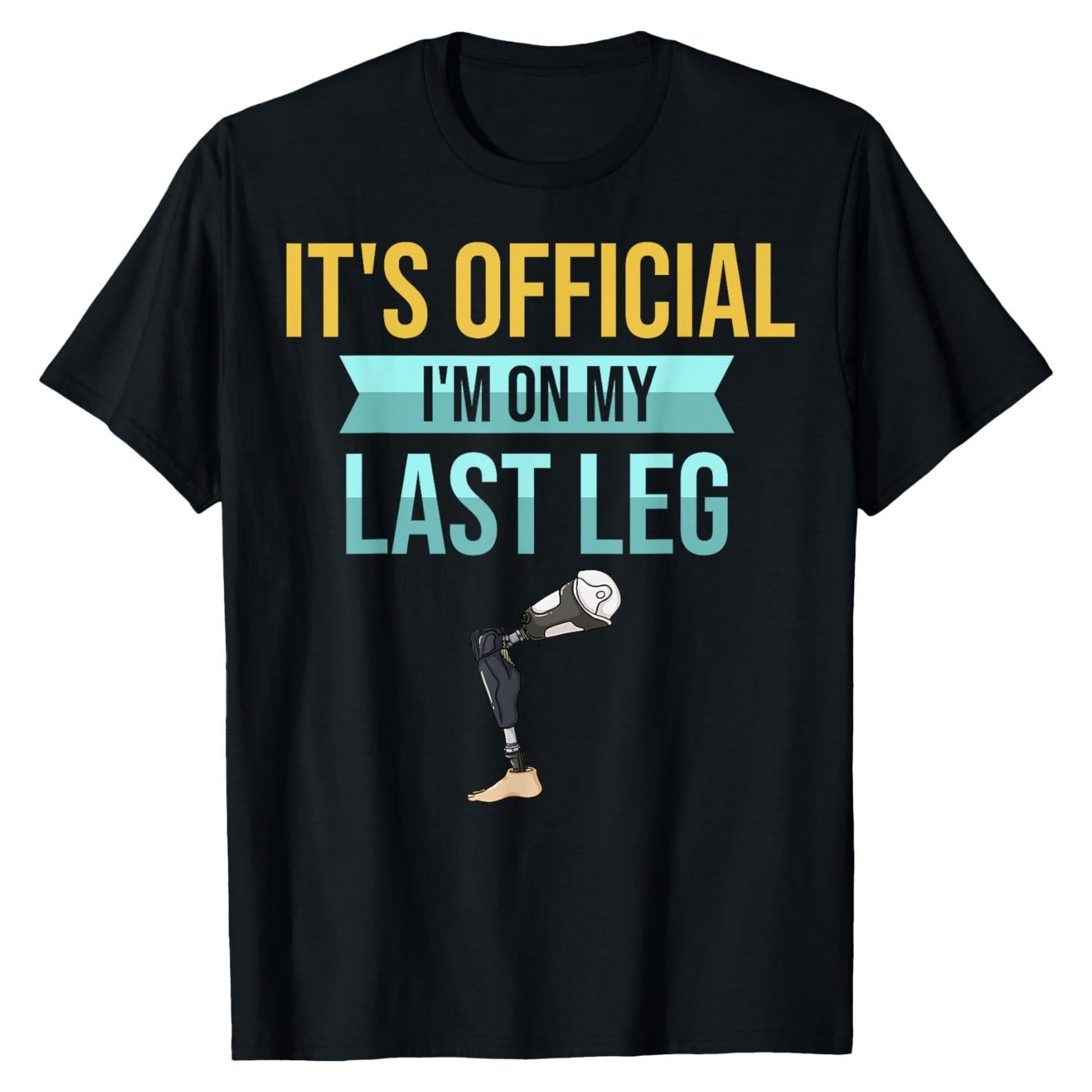 Camiseta Humorística para Amputados - Prótese de Pierna Negra