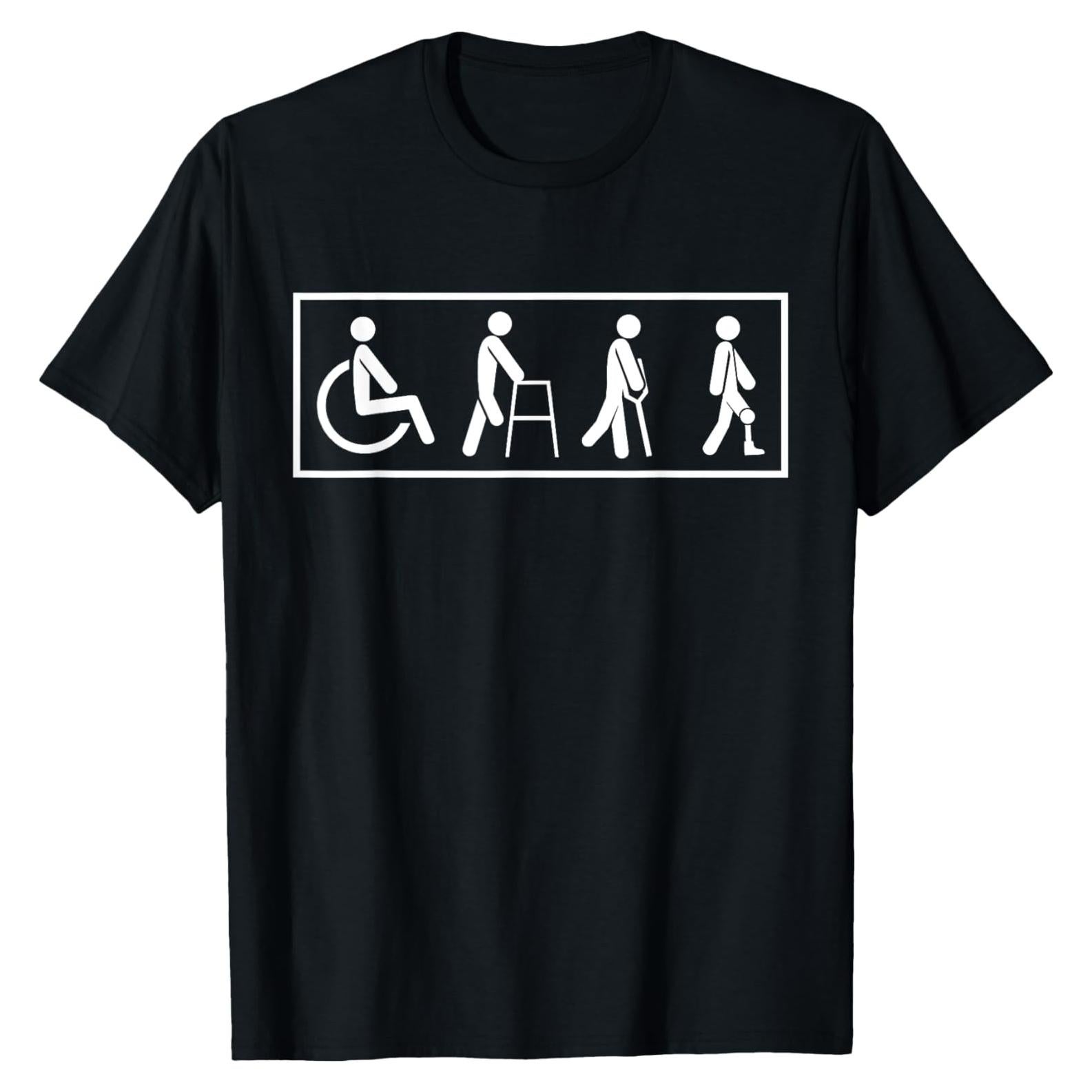 Camiseta Clásica Negra Hombre Ropa Divertida Amputados Talla Pequeña