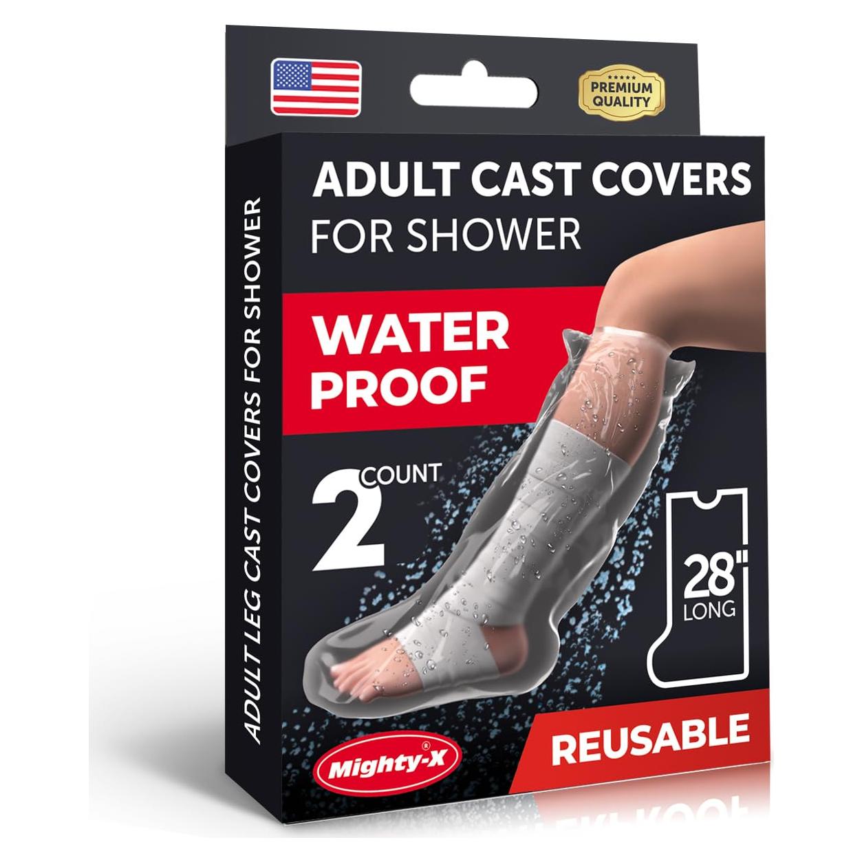 Cubiertas de yeso impermeables Mighty-X 2pk para pierna