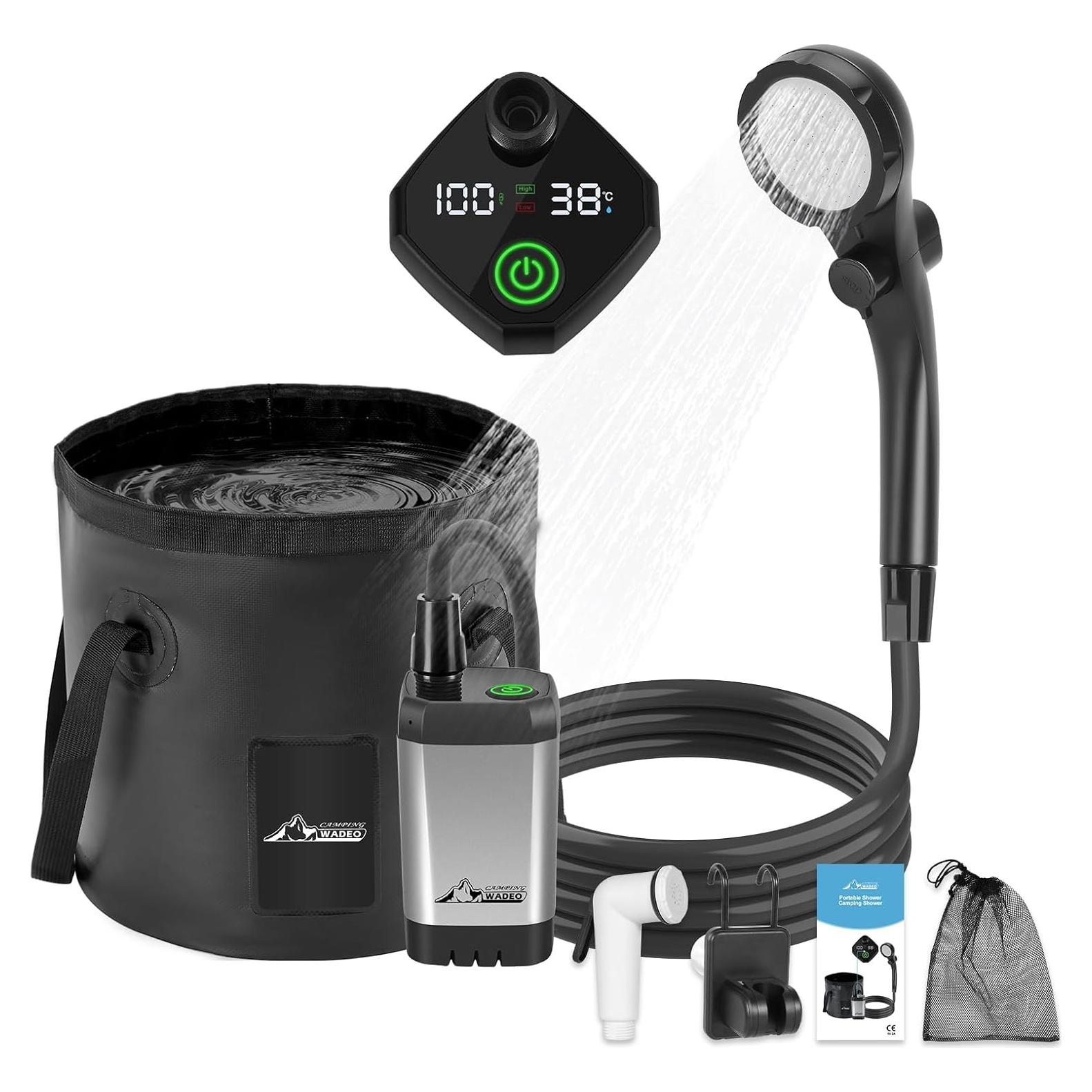 Ducha de Camping WADEO Portátil 6000mAh 20L Plegable