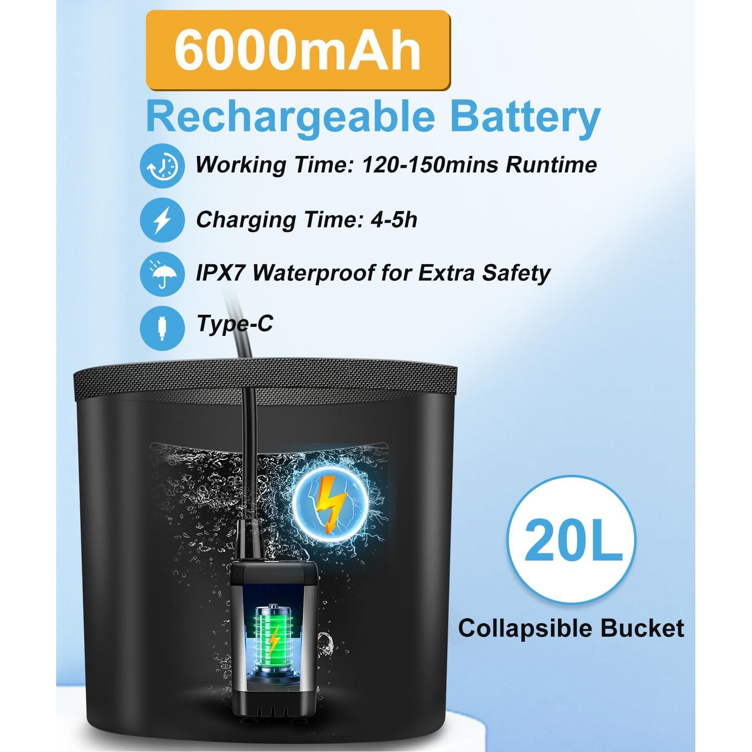 Ducha de Camping WADEO Portátil 6000mAh 20L Plegable