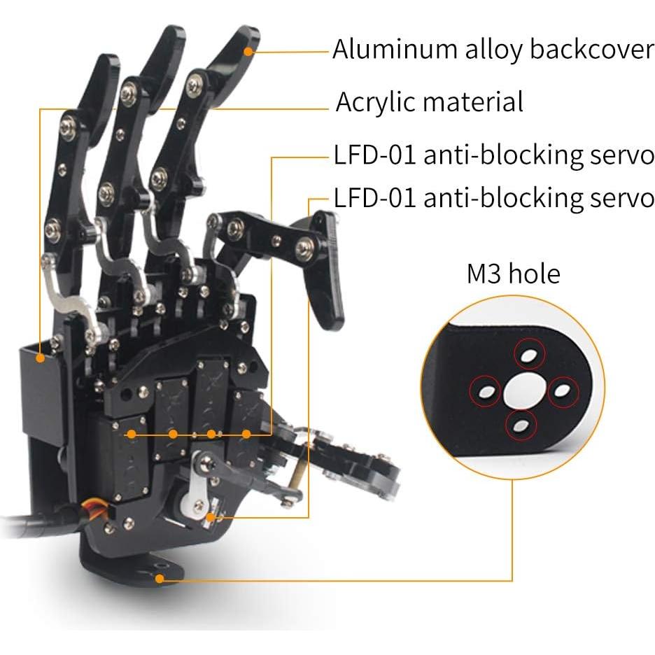 Robot Mano Mecánica Biónica Izquierda Hiwonder 165x90mm