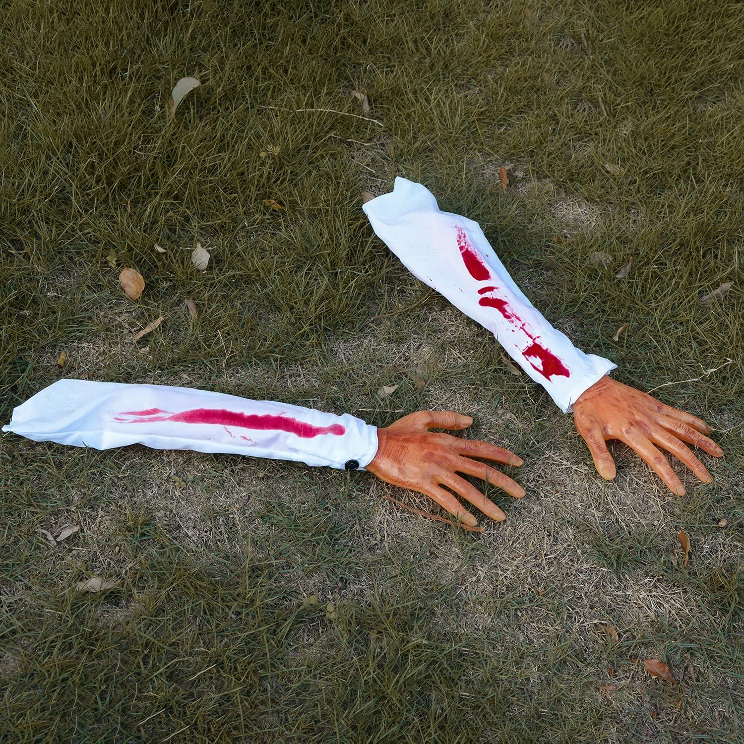 XONOR Halloween Fake Severed Arm Plastic Hands Human Body Parts for Haunted House Zombie Halloween Party Decorations, 2Pcs