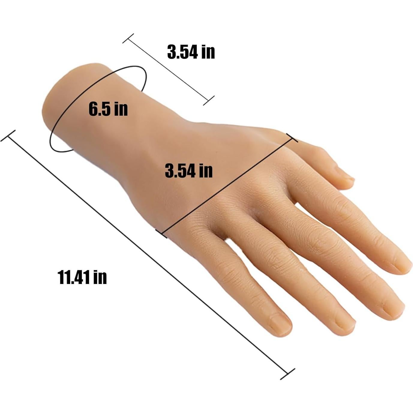 Realistic Silicone male Hand Model Fake Hand Flexible Finger Bendable Acrylic Nail Mannequin Hand for Jewelry Display Nail Art Practice（one pair）
