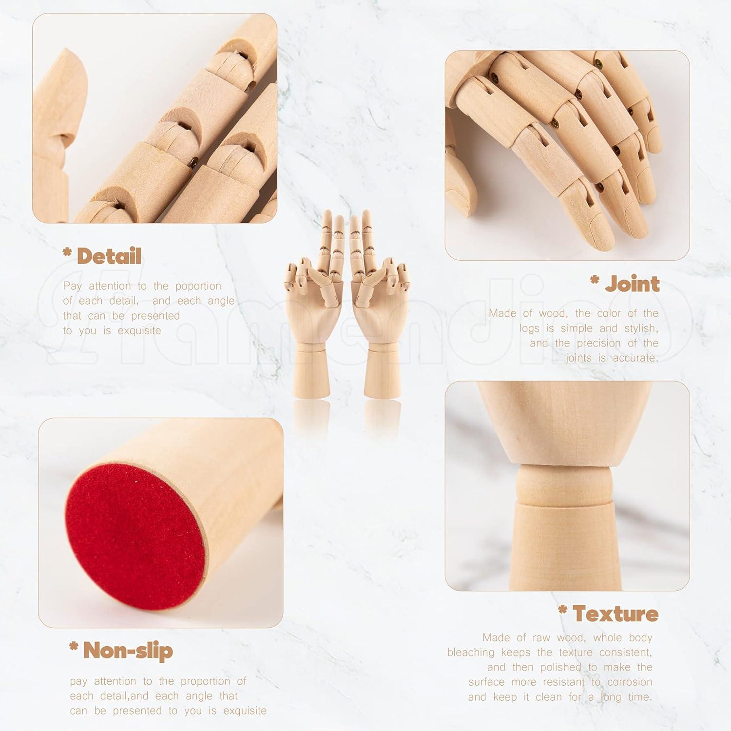 Maniquí de Mano Flexible de Madera Framendino 2 Piezas 17,78 cm