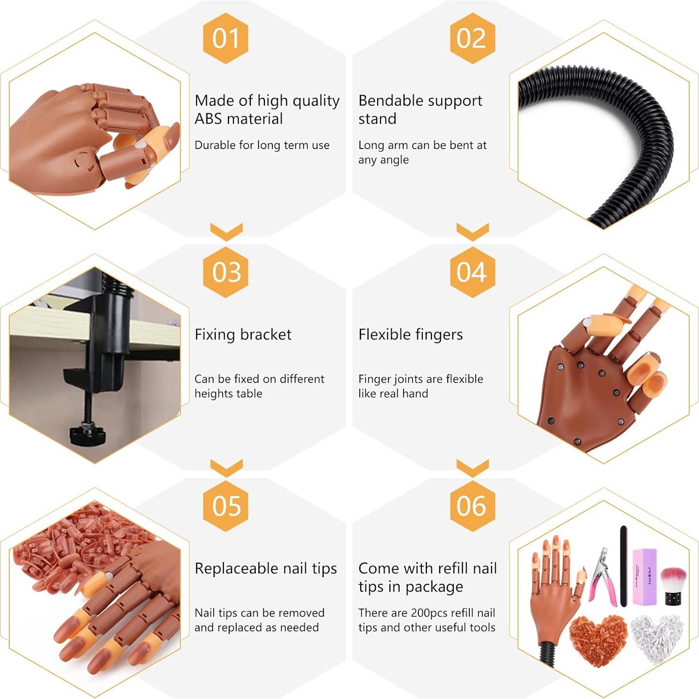 Mano de Práctica para Uñas LIONVISON con Herramientas