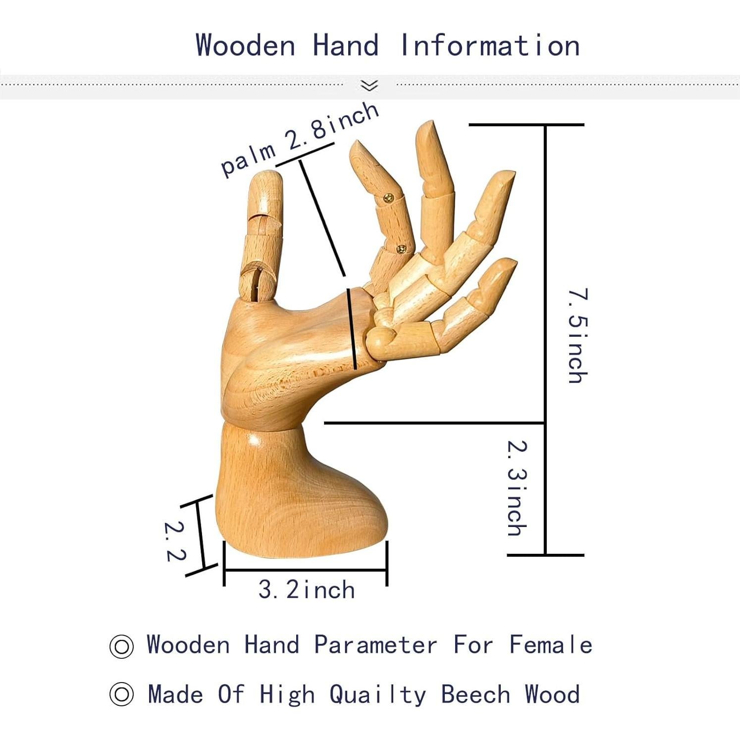 Maniquí de Mano Articulada de Madera Tian Fang 19 cm