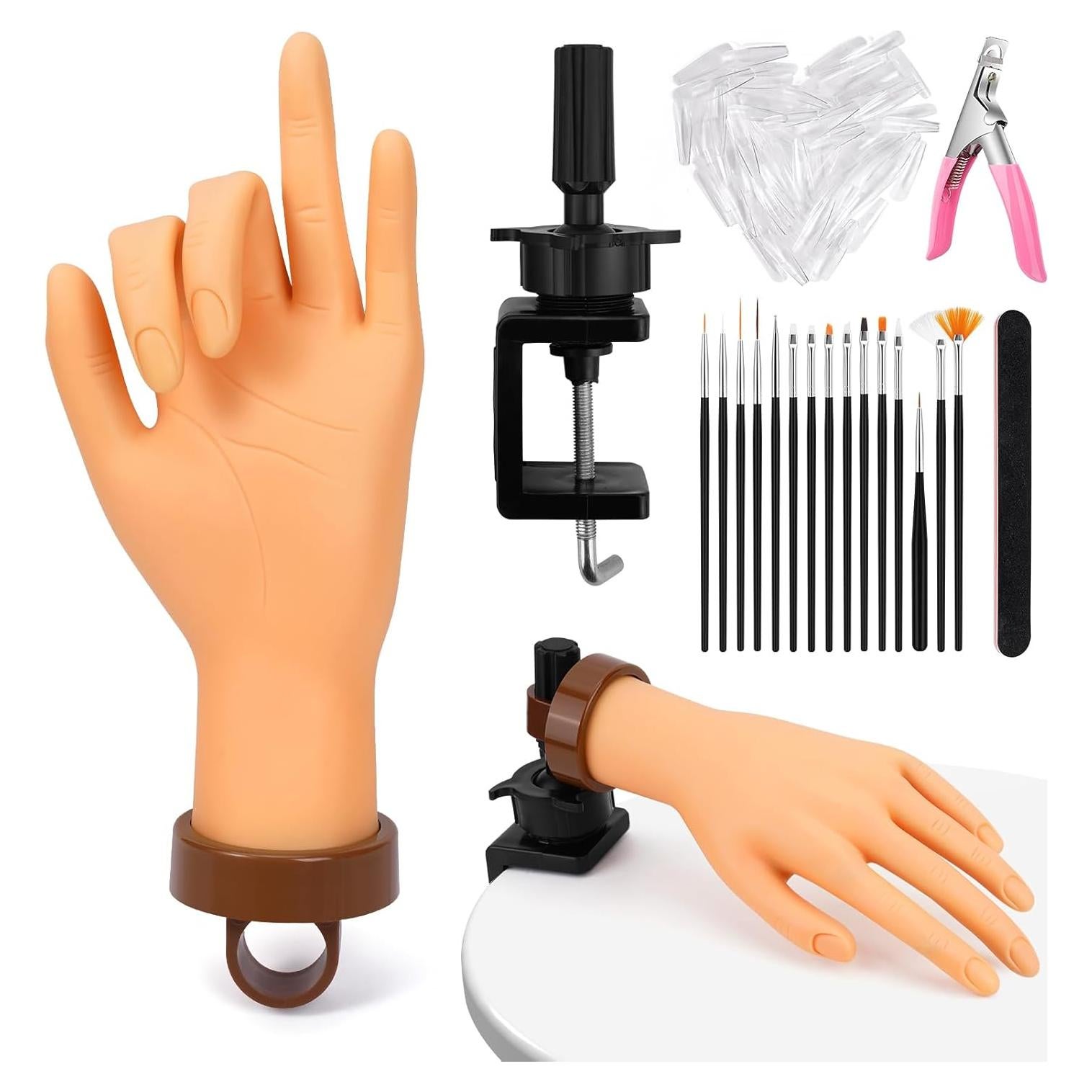 Mano de Práctica para Uñas Acrílicas Yokilly con Soporte