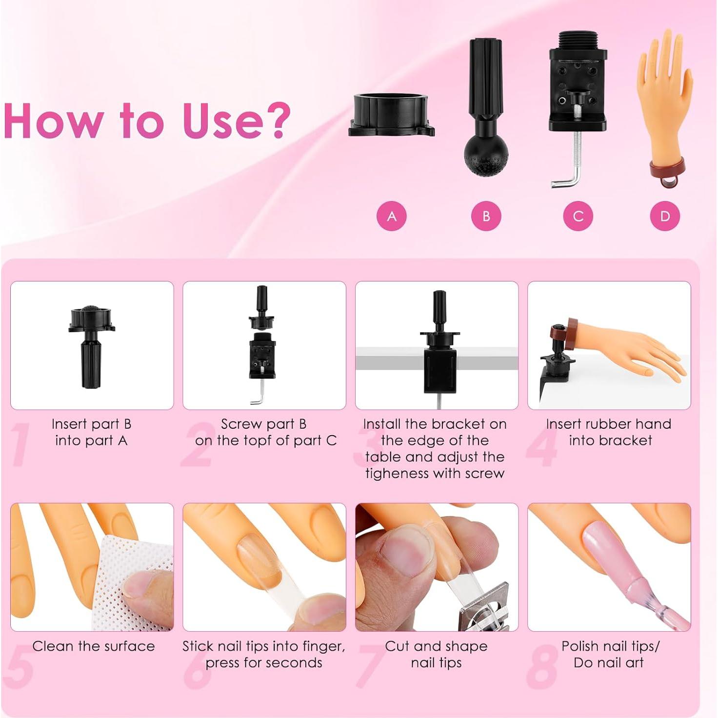 Mano de Práctica para Uñas Acrílicas Yokilly con Soporte