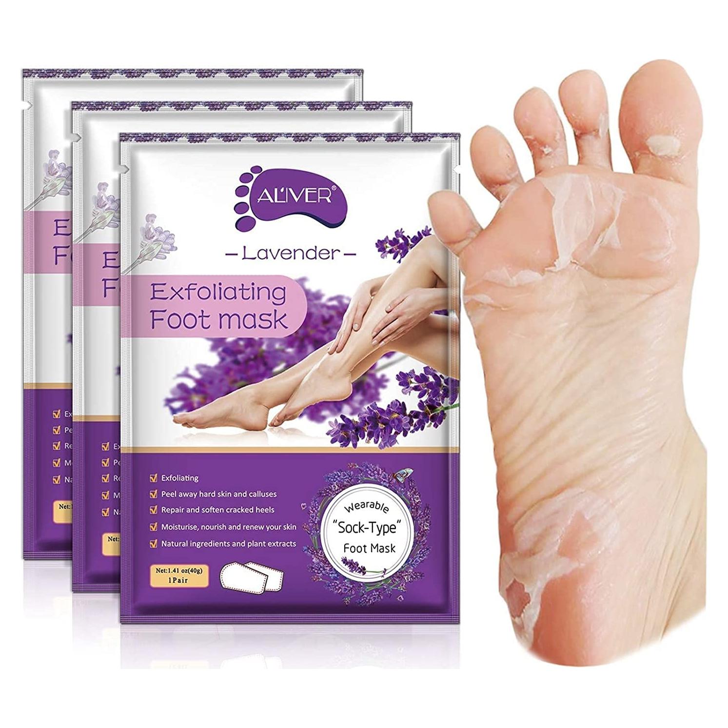 Mascarilla Exfoliante para Pies ALIVER 3 Paquetes Lavanda